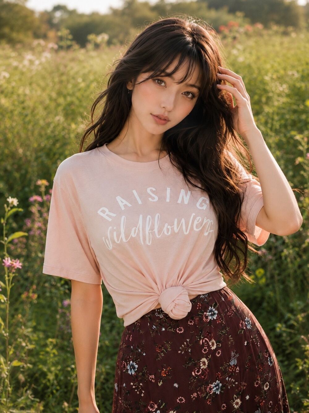 Raising Wildflowers blush pink soft Bella canvas girl mama slouchy tee shirt L
